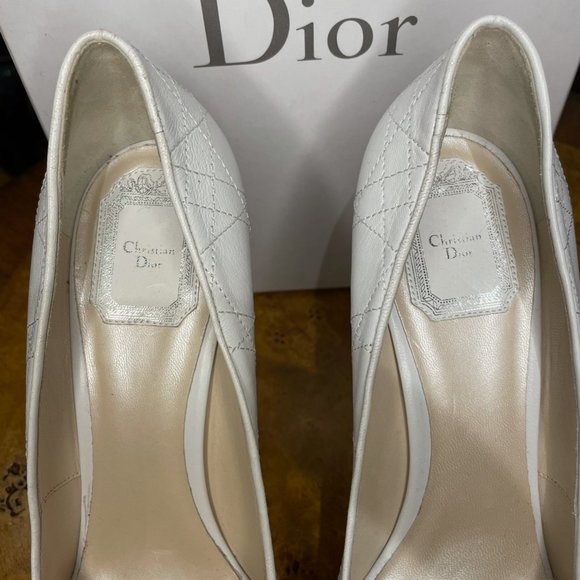 Dior white leather cannage lace up peep toe - Picture 6 of 6